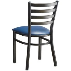 Lancaster Table & Seating Distressed Copper Finish Ladder Back Chair With 2 1/2" Navy Vinyl Padded Seat -Zown Shop 2088787