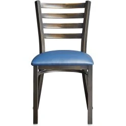 Lancaster Table & Seating Distressed Copper Finish Ladder Back Chair With 2 1/2" Navy Vinyl Padded Seat -Zown Shop 2088788
