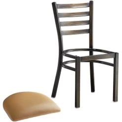 Lancaster Table & Seating Distressed Copper Finish Ladder Back Chair With 2 1/2" Light Brown Vinyl Padded Seat 8 Lancaster Table & Seating Distressed Copper Finish Ladder Back Chair With 2 1/2" Light Brown Vinyl Padded Seat -Zown Shop 2088974