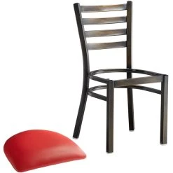 Lancaster Table & Seating Distressed Copper Finish Ladder Back Chair With 2 1/2" Red Vinyl Padded Seat 8 Lancaster Table & Seating Distressed Copper Finish Ladder Back Chair With 2 1/2" Red Vinyl Padded Seat -Zown Shop 2088975