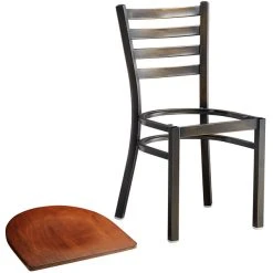 Lancaster Table & Seating Distressed Copper Finish Ladder Back Chair With Antique Walnut Wood Seat -Zown Shop 2088978