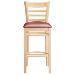 Lancaster Table & Seating Natural Ladder Back Bar Height Chair With 2 1/2" Burgundy Padded Seat 9 Lancaster Table & Seating Natural Ladder Back Bar Height Chair With 2 1/2" Burgundy Padded Seat -Zown Shop 2089742