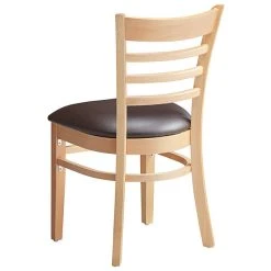 Lancaster Table & Seating Natural Finish Wooden Ladder Back Chair With 2 1/2" Dark Brown Padded Seat 6 Lancaster Table & Seating Natural Finish Wooden Ladder Back Chair With 2 1/2" Dark Brown Padded Seat -Zown Shop 2089794