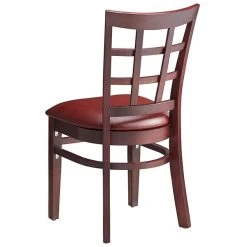 Lancaster Table & Seating Mahogany Wooden Window Back Chair With 2 1/2" Burgundy Padded Seat -Zown Shop 2089865