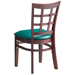 Lancaster Table & Seating Mahogany Wooden Window Back Chair With 2 1/2" Green Padded Seat -Zown Shop 2089885