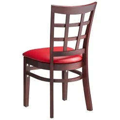 Lancaster Table & Seating Mahogany Wooden Window Back Chair With 2 1/2" Red Padded Seat -Zown Shop 2089915