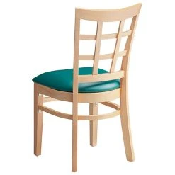 Lancaster Table & Seating Natural Wooden Window Back Chair With 2 1/2" Green Padded Seat -Zown Shop 2089949
