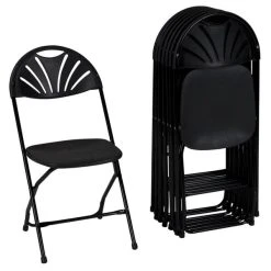 ZOWN 60542BLK8E Premium Black Commercial Banquet Folding Chair With Fan Design - 8/Pack