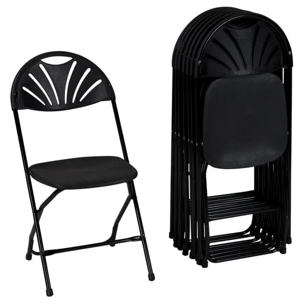 ZOWN 60542BLK8E Premium Black Commercial Banquet Folding Chair With Fan Design - 8/Pack 1 ZOWN 60542BLK8E Premium Black Commercial Banquet Folding Chair With Fan Design - 8/Pack
