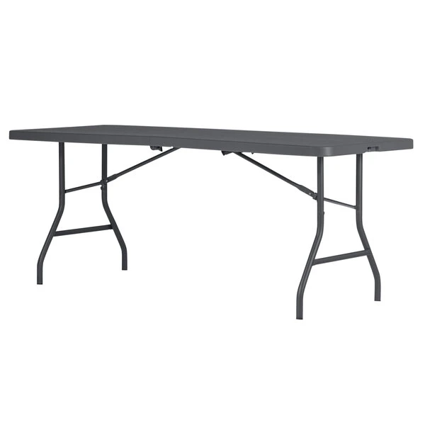 ZOWN 60559SGY1E 72" X 30" Gray Commercial Blow Molded Rectangular Resin Folding Table 1 ZOWN 60559SGY1E 72" X 30" Gray Commercial Blow Molded Rectangular Resin Folding Table