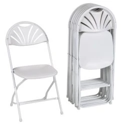 ZOWN 60542WHT8E Premium White Commercial Banquet Folding Chair With Fan Design - 8/Pack
