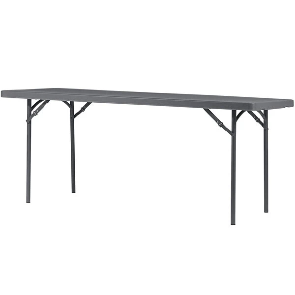 ZOWN 60526SGY1E 72" X 30" Gray Commercial Blow Molded Rectangular Resin Folding Table 1 ZOWN 60526SGY1E 72" X 30" Gray Commercial Blow Molded Rectangular Resin Folding Table