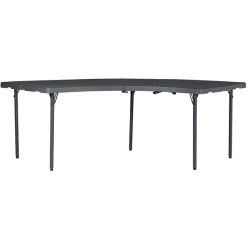 ZOWN 60527SGY1E 96" X 30" Gray Commercial Blow Molded Half-Moon Resin Folding Table