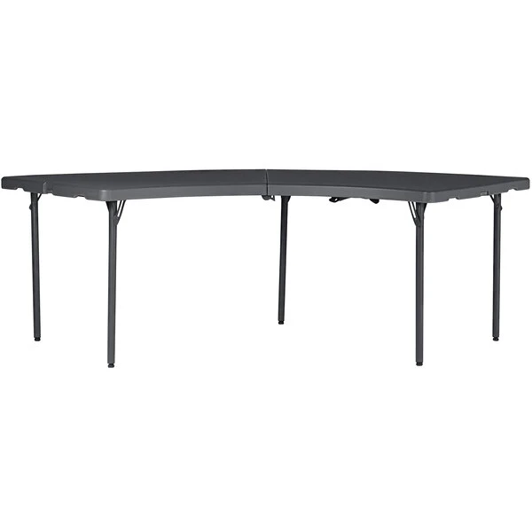 ZOWN 60527SGY1E 96" X 30" Gray Commercial Blow Molded Half-Moon Resin Folding Table 1 ZOWN 60527SGY1E 96" X 30" Gray Commercial Blow Molded Half-Moon Resin Folding Table