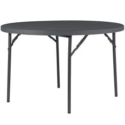 Zown Shop 11 ZOWN 60533SGY1E 48" Gray Commercial Blow Molded Round Resin Folding Table