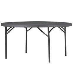 Zown Shop 9 ZOWN 60535SGY1E 60" Gray Commercial Blow Molded Round Resin Folding Table