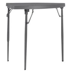 ZOWN 60523SGY2E Gray Commercial Blow Molded Resin Corner Folding Table - 2/Pack