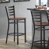 Lancaster Table & Seating Distressed Copper Finish Ladder Back Bar Stool With Antique Walnut Wood Seat