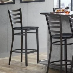 Lancaster Table & Seating Distressed Copper Finish Ladder Back Bar Stool With Black Wood Seat