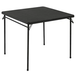 Bridgeport Essentials C696BP14BLK1E 34" Black Square Folding Table With Vinyl Top And Steel Powder Coated Frame