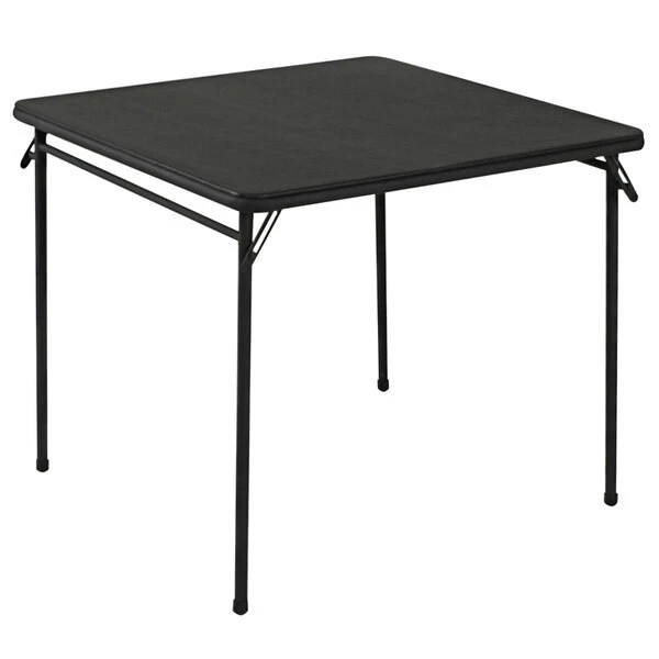 Bridgeport Essentials C696BP14BLK1E 34" Black Square Folding Table With Vinyl Top And Steel Powder Coated Frame 1 Bridgeport Essentials C696BP14BLK1E 34" Black Square Folding Table With Vinyl Top And Steel Powder Coated Frame