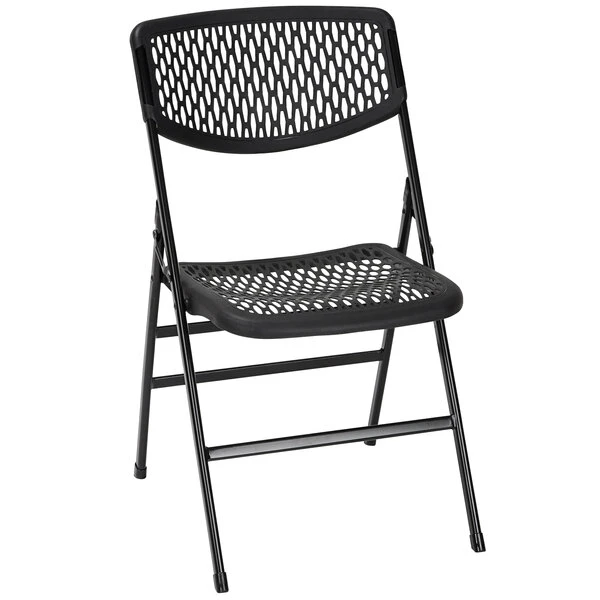 Bridgeport Essentials C863BP60BLK2E Black Resin Folding Chair With Mesh Seat And Back - 2/Pack 1 Bridgeport Essentials C863BP60BLK2E Black Resin Folding Chair With Mesh Seat And Back - 2/Pack