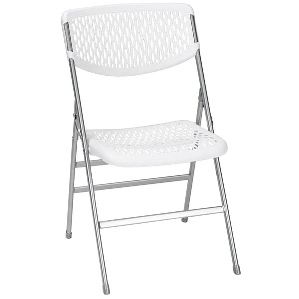 Bridgeport Essentials C863BP60WHP2E White Resin Folding Chair With Mesh Seat And Back - 2/Pack 1 Bridgeport Essentials C863BP60WHP2E White Resin Folding Chair With Mesh Seat And Back - 2/Pack