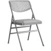 Bridgeport Essentials C865BP60GRY2E Gray Resin Folding Chair With Fabric Padded Seat And Mesh Back - 2/Pack