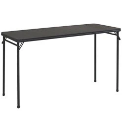 Bridgeport Essentials C341BP14BLK1E 20" X 48" Black Folding Table With Vinyl Top And Steel Powder Coated Frame
