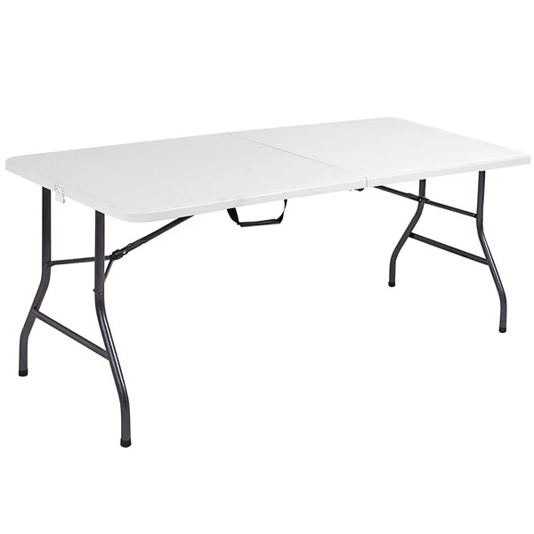 Bridgeport Essentials C678BP14WSP1 30" X 72" White Speckle Resin Fold-in-Half Blow Molded Folding Table With Steel Powder Coated Frame 1 Bridgeport Essentials C678BP14WSP1 30" X 72" White Speckle Resin Fold-in-Half Blow Molded Folding Table With Steel Powder Coated Frame