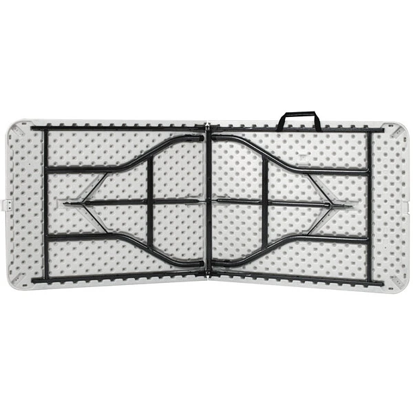 Bridgeport Essentials C678BP14WSP1 30" X 72" White Speckle Resin Fold-in-Half Blow Molded Folding Table With Steel Powder Coated Frame 2 Bridgeport Essentials C678BP14WSP1 30" X 72" White Speckle Resin Fold-in-Half Blow Molded Folding Table With Steel Powder Coated Frame - Image 2