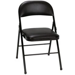 Bridgeport Essentials C993BP14BLK4E Black Vinyl Padded Folding Chair With Steel Powder Coated Frame - 4/Pack