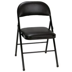 Bridgeport Essentials C993BP14BLK2E Black Vinyl Padded Folding Chair With Steel Powder Coated Frame - 2/Pack