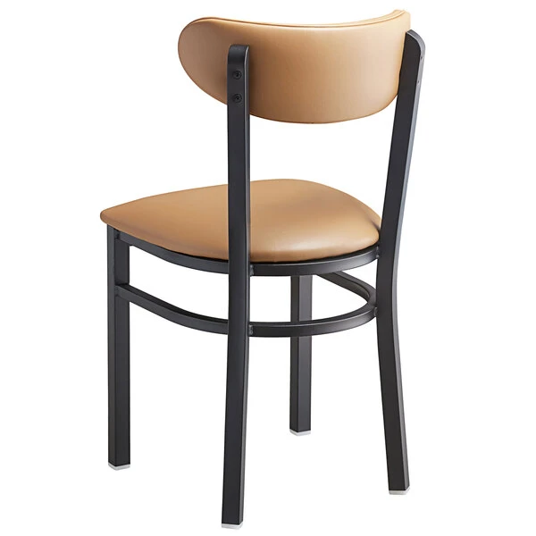 LT&S Boomerang Series Lancaster Table & Seating Boomerang Black Finish Chair With 2 1/2" Light Brown Vinyl Padded Seat And Back 3 LT&S Boomerang Series Lancaster Table & Seating Boomerang Black Finish Chair With 2 1/2" Light Brown Vinyl Padded Seat And Back - Image 3