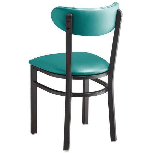 LT&S Boomerang Series Lancaster Table & Seating Boomerang Black Finish Chair With 2 1/2" Green Vinyl Padded Seat And Back 3 LT&S Boomerang Series Lancaster Table & Seating Boomerang Black Finish Chair With 2 1/2" Green Vinyl Padded Seat And Back - Image 3