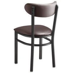 LT&S Boomerang Series Lancaster Table & Seating Boomerang Black Finish Chair With 2 1/2" Dark Brown Vinyl Padded Seat And Back -Zown Shop 2093176