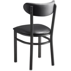 LT&S Boomerang Series Lancaster Table & Seating Boomerang Black Finish Chair With 2 1/2" Black Vinyl Padded Seat And Back -Zown Shop 2093179
