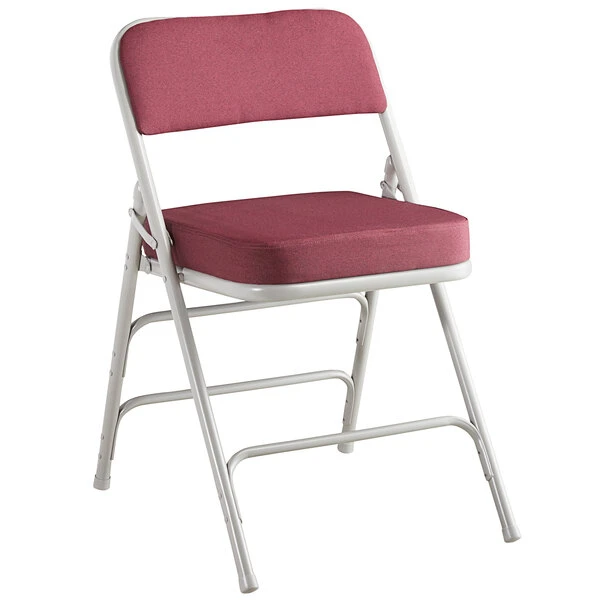 Lancaster Table & Seating Burgundy Fabric Folding Chair With 2" Padded Seat 2 Lancaster Table & Seating Burgundy Fabric Folding Chair With 2" Padded Seat - Image 2