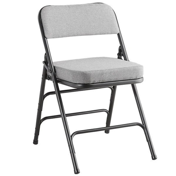 Lancaster Table & Seating Grey Fabric Folding Chair With 2" Padded Seat 2 Lancaster Table & Seating Grey Fabric Folding Chair With 2" Padded Seat - Image 2
