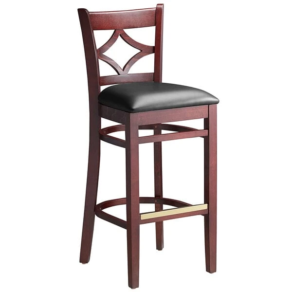 Lancaster Table & Seating Mahogany Diamond Back Bar Height Chair With 2 1/2" Padded Seat 2 Lancaster Table & Seating Mahogany Diamond Back Bar Height Chair With 2 1/2" Padded Seat - Image 2