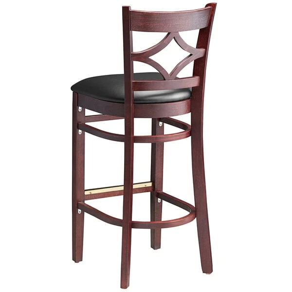 Lancaster Table & Seating Mahogany Diamond Back Bar Height Chair With 2 1/2" Padded Seat 3 Lancaster Table & Seating Mahogany Diamond Back Bar Height Chair With 2 1/2" Padded Seat - Image 3