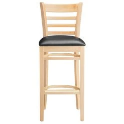 Lancaster Table & Seating Natural Ladder Back Bar Height Chair With Black Padded Seat -Zown Shop 2097719