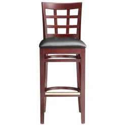 Lancaster Table & Seating Mahogany Window Back Bar Height Chair With Black Padded Seat -Zown Shop 2098156