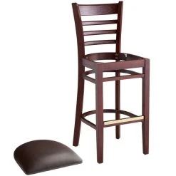 Lancaster Table & Seating Mahogany Ladder Back Bar Height Chair With Dark Brown Padded Seat -Zown Shop 2098204