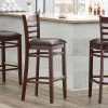 Lancaster Table & Seating Mahogany Ladder Back Bar Height Chair With Dark Brown Padded Seat