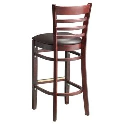 Lancaster Table & Seating Mahogany Ladder Back Bar Height Chair With Dark Brown Padded Seat -Zown Shop 2100327