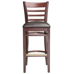 Lancaster Table & Seating Mahogany Ladder Back Bar Height Chair With Dark Brown Padded Seat -Zown Shop 2100328