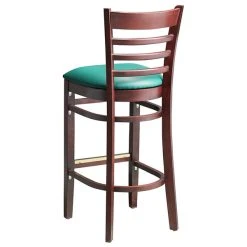 Lancaster Table & Seating Mahogany Ladder Back Bar Height Chair With Green Padded Seat -Zown Shop 2100336