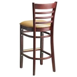 Lancaster Table & Seating Mahogany Ladder Back Bar Height Chair With Light Brown Padded Seat -Zown Shop 2100346