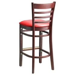 Lancaster Table & Seating Mahogany Ladder Back Bar Height Chair With Red Padded Seat -Zown Shop 2100364